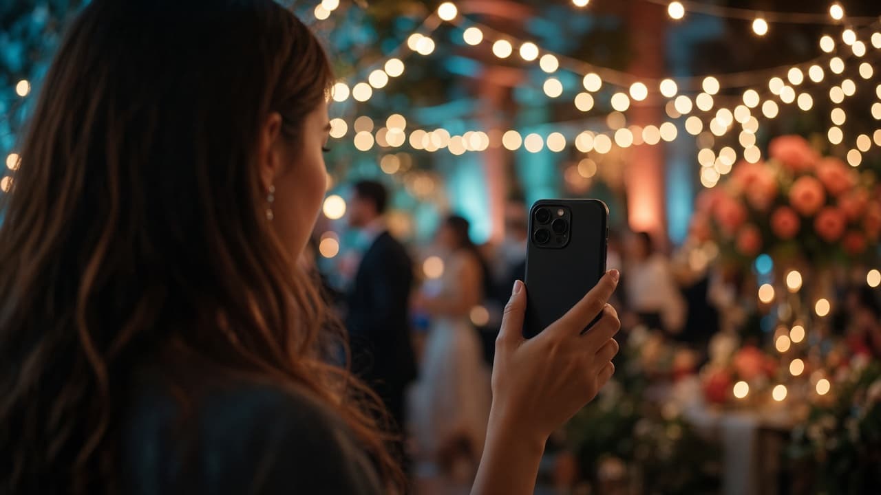 Guest capturing a selfie at a wedding celebration