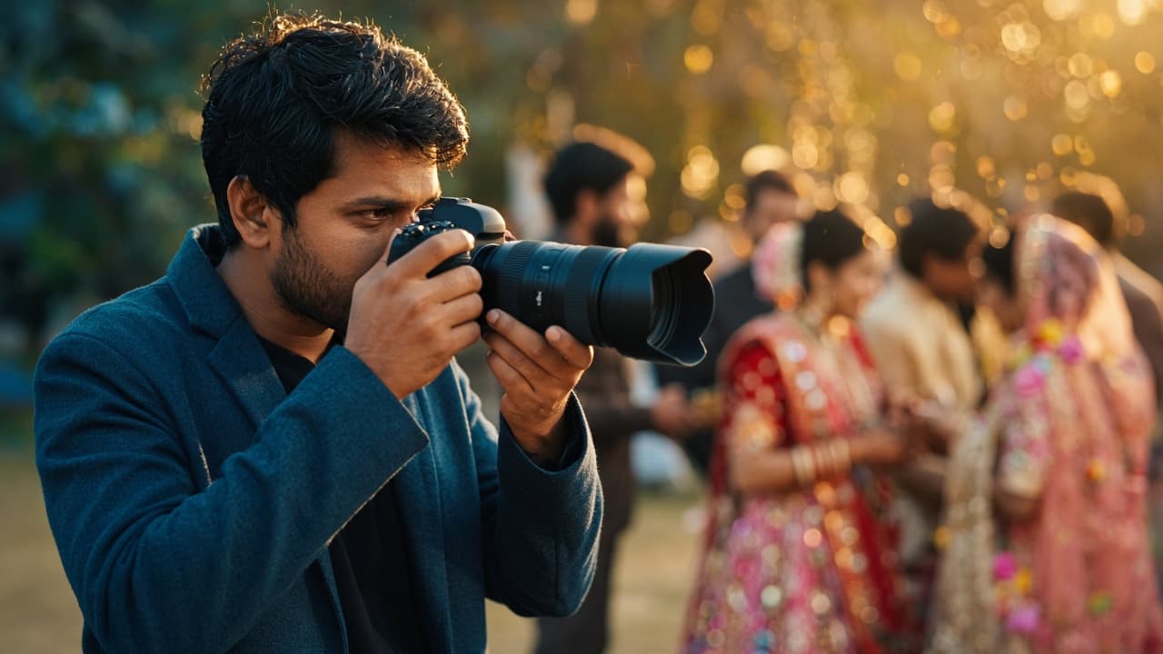 Photographer capturing a wedding moment